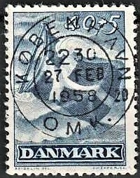 FRIMÆRKER DANMARK | 1947 - AFA 301 - Modstandsbevægelsen - 40 + 5 øre blå - Lux Stemplet