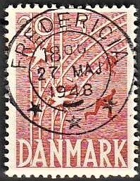 FRIMÆRKER DANMARK | 1947 - AFA 300 - Modstandsbevægelsen - 20 + 5 øre rød - Pragt Stemplet