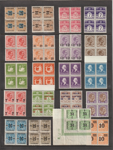 danske frimærker fireblokke