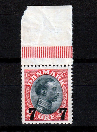 FRIMÆRKER DANMARK | 1926 - AFA 158 - 7 7/27 øre rød/sort provisorier - Postfrisk