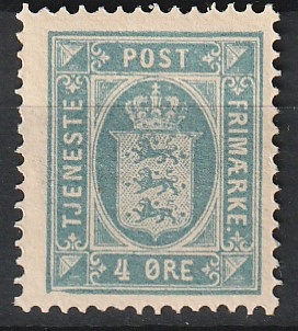 FRIMÆRKER DANMARK | 1875 - AFA 5 - 4 øre blå - Ubrugt