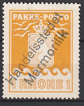 FRIMÆRKER GRØNLAND | 1930 - AFA 11 - PAKKEPORTO 1 KR. ORANGE - STEMPLET