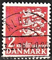 FRIMÆRKER DANMARK | 1946-47 - AFA 294 - Rigsvåben 2 Kr. rød - Lux Stemplet
