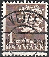FRIMÆRKER DANMARK | 1946-47 - AFA 293 - Rigsvåben 1,00 Kr. brun - Lux Stemplet Vejle