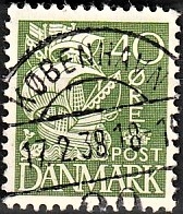 FRIMÆRKER DANMARK | 1933 - AFA 208 - Karavel 40 øre grøn Type I - Lux Stemplet 