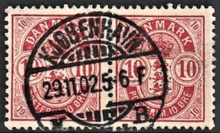 FRIMÆRKER DANMARK | 1895 - AFA 35B - 10 øre rød i par - Pragt Stemplet