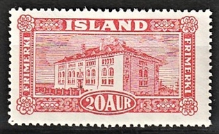 FRIMÆRKER ISLAND | 1925 - AFA 116 - Landskabsserie - 20 aur rød - Ubrugt 