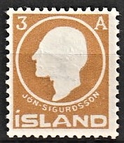 FRIMÆRKER ISLAND | 1911 - AFA 64 - Jòn Sigurdsson - 3 aur gulbrun - Ubrugt