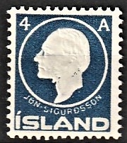 FRIMÆRKER ISLAND | 1911 - AFA 65 - Jòn Sigurdsson - 4 aur blå - Ubrugt