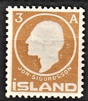 FRIMÆRKER ISLAND | 1911 - AFA 64 - Jòn Sigurdsson - 3 aur gulbrun - Ubrugt