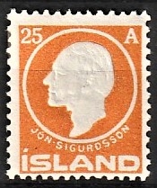 FRIMÆRKER ISLAND | 1911 - AFA 68 - Jòn Sigurdsson - 25 aur orange - Ubrugt
