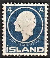 FRIMÆRKER ISLAND | 1911 - AFA 65 - Jòn Sigurdsson - 4 aur blå - Stemplet