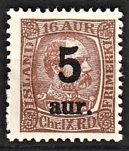 FRIMÆRKER ISLAND | 1921-22 - AFA 104 - Provisorier - 5/16 aur brun - Postfrisk