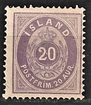 FRIMÆRKER ISLAND | 1875-76 - AFA nr. 10 - 20 aur violet - Ubrugt