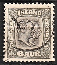 FRIMÆRKER ISLAND | 1907 - AFA 52 - Chr. IX og Frederik VIII - 6 aur grå tk. 12 3/4 - Stemplet