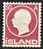 FRIMÆRKER ISLAND | 1912 - AFA 72 - Kong Frederik VIII - 50 aur lillarød - Ubrugt