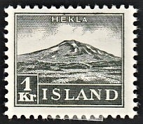 FRIMÆRKER ISLAND | 1935 - AFA 182 - Vulkanan Hekla - 1 kr. oliven - Ubrugt