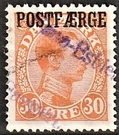 FRIMÆRKER DANMARK | 1922-26 - AFA 6 - 30 øre orange Postfærge - Stemplet