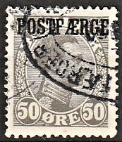 FRIMÆRKER DANMARK | 1922-26 - AFA 7a - 50 øre grå Postfærge - Stemplet