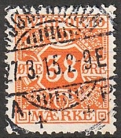 FRIMÆRKER DANMARK | 1914 - AFA 18 - 38 øre orange Avisporto, vandmærke IV kors - Pragt Stemplet "KJØBENHAVN"