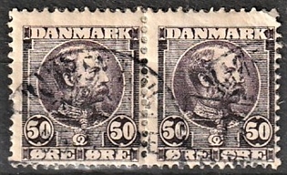 FRIMÆRKER DANMARK | 1904-05 - AFA 50 - Chr. IX 50 øre lilla i par - Stemplet 
