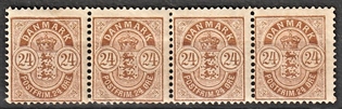 FRIMÆRKER DANMARK | 1901-02 - AFA 39 - 24 øre brun i 4-stribe - Postfrisk