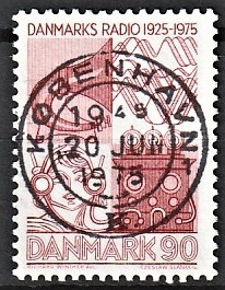 FRIMÆRKER DANMARK | 1975 - AFA 583 - Danmarks Radio 50 år - 90 øre rød - Pragt Stemplet København