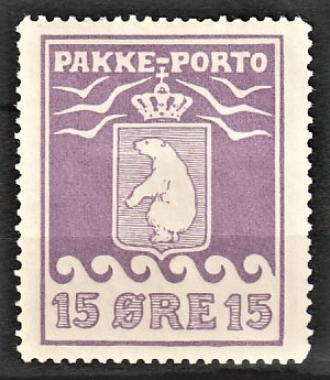FRIMÆRKER GRØNLAND | 1915 - AFA 8l - PAKKE-PORTO - 15 øre violet kartonpapir - Ubrugt