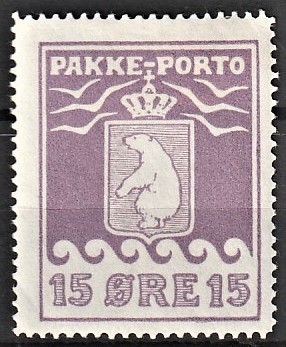 FRIMÆRKER GRØNLAND | 1915 - AFA 8 - PAKKE-PORTO - 15 øre violet, tyndt papir - Ubrugt