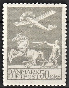 FRIMÆRKER DANMARK | 1929 - AFA 181 - Gl. Luftpost 50 Øre grå - Ubrugt 