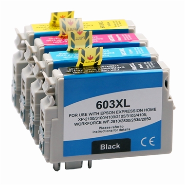Epson 603XL Multipack BK+C+M+Y 4 stk. blækpatroner KOMPATIBLE høj kapacitet 47 ml erstatter Epson C13T03A64010
