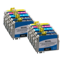 Epson 603XL Multipack 4 x BK + 2 x C+M+Y 10 stk. blækpatroner KOMPATIBLE Høj Kapacitet 128 ml erstatter Epson C13T03A64010