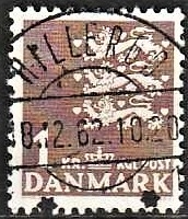 FRIMÆRKER DANMARK | 1946-47 - AFA 293 - Rigsvåben 1,00 Kr. brun - Lux Stemplet Hillerød