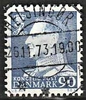 FRIMÆRKER DANMARK | 1967 - AFA 463F - Fr. IX 90 øre blå - Lux Stemplet Helsingør
