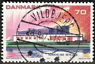 FRIMÆRKER DANMARK | 1973 - AFA 547 - Nordens hus. - 70 øre flerfarvet - Pragt Stemplet Vildbjerg