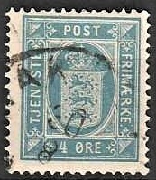 FRIMÆRKER DANMARK | 1875 - AFA 5 - 4 øre blå - Stemplet