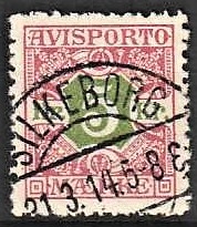 FRIMÆRKER DANMARK | 1907 - AFA 9 - 5 kr. rød/grøn - Stemplet