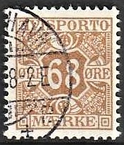 FRIMÆRKER DANMARK | 1907 - AFA 7 - 68 øre brun Avisporto - Stemplet