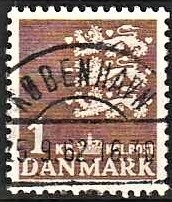 FRIMÆRKER DANMARK | 1946-47 - AFA 293 - Rigsvåben 1,00 Kr. brun - Lux Stemplet København