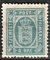 FRIMÆRKER DANMARK | 1875 - AFA 5 - 4 øre blå - Ubrugt