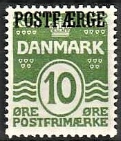 FRIMÆRKER DANMARK | 1922-26 - AFA 5 - 10 øre grøn POSTFÆRGE - Ubrugt