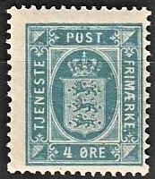 FRIMÆRKER DANMARK | 1875 - AFA 5 - 4 øre blå - Postfrisk