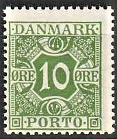 FRIMÆRKER DANMARK | 1921-25 - AFA 12 - 10 øre grøn - Postfrisk