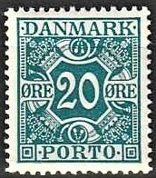FRIMÆRKER DANMARK | 1921-25 - AFA 13 - 20 øre blågrøn - Postfrisk