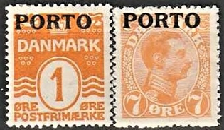 FRIMÆRKER DANMARK | 1921 - AFA 1,3 - 1 + 7 øre orange - Ubrugt