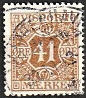 FRIMÆRKER DANMARK | 1914 - AFA 19 - 41 øre brun Avisporto, vandmærke IV kors - Stemplet
