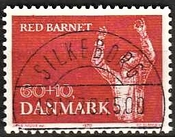 FRIMÆRKER DANMARK | 1970 - AFA 495 - Red Barnet 25 år - 60 + 10 øre rød - Lux Stemplet Silkeborg