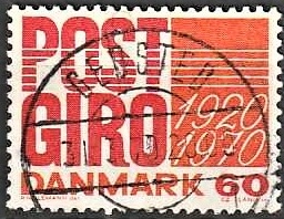 FRIMÆRKER DANMARK | 1970 - AFA 493 - Postgirotjenesten 50 år - 60 øre rød/gulorange - Pragt Stemplet Gedsted