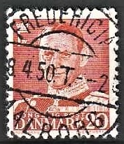 FRIMÆRKER DANMARK | 1948-50 - AFA 307 - Fr. IX 20 øre rød - Pragt Stemplet Fredericia
