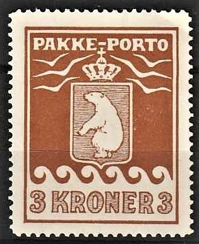 FRIMÆRKER GRØNLAND | 1930 - AFA 12 - Pakke-porto - 3 kr. brun - Ubrugt